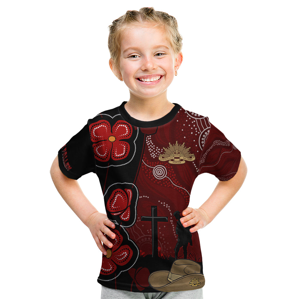 ANZAC Aboriginal Australia Kid T Shirt For the Fallen