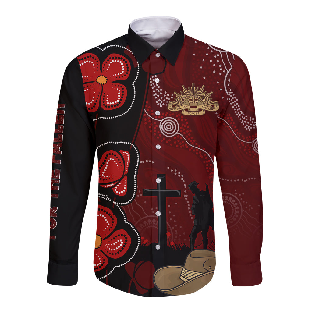 ANZAC Aboriginal Australia Long Sleeve Button Shirt For the Fallen