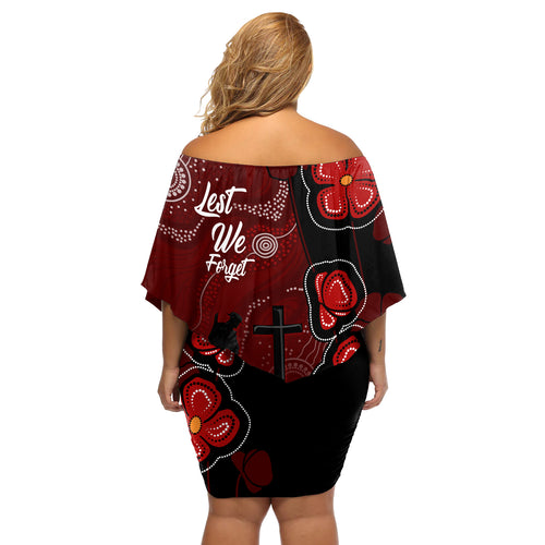 ANZAC Aboriginal Australia Off Shoulder Short Dress For the Fallen