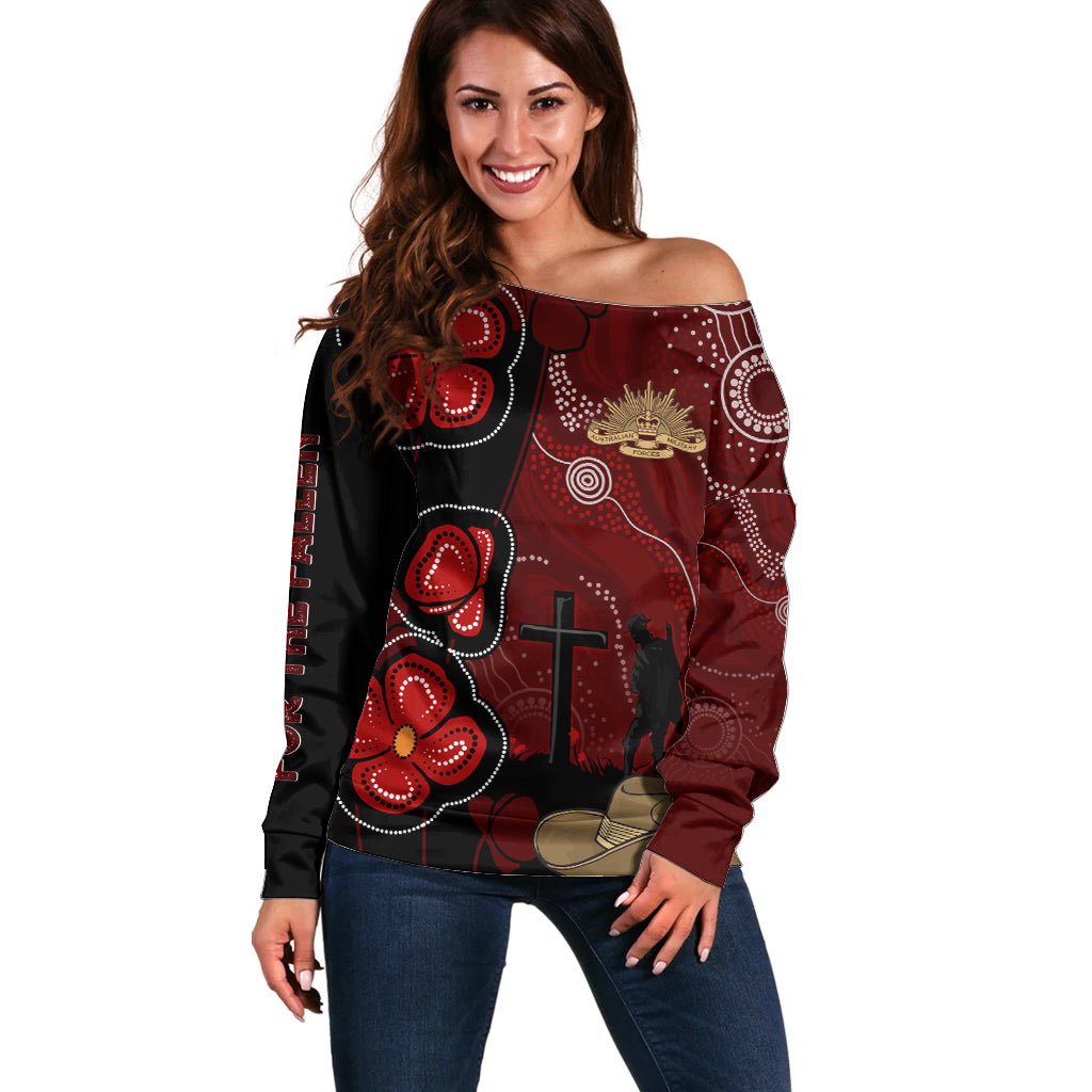 ANZAC Aboriginal Australia Off Shoulder Sweater For the Fallen