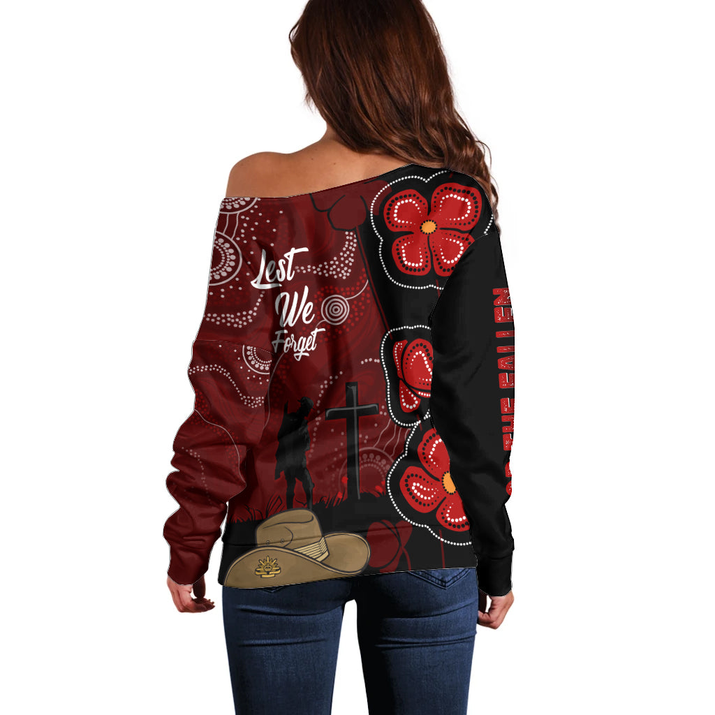 ANZAC Aboriginal Australia Off Shoulder Sweater For the Fallen