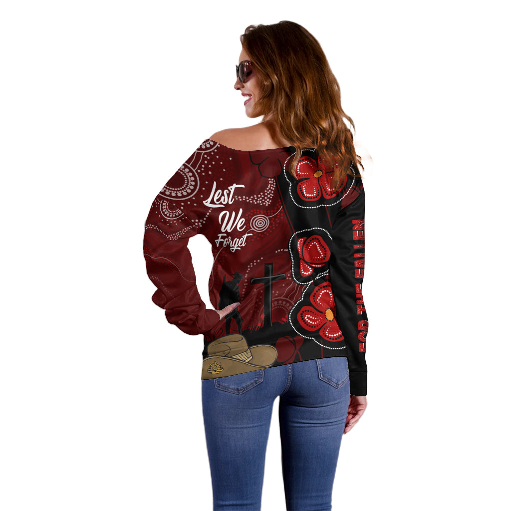 ANZAC Aboriginal Australia Off Shoulder Sweater For the Fallen