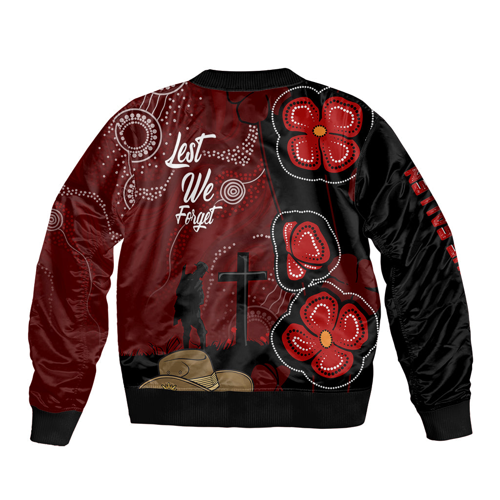 ANZAC Aboriginal Australia Sleeve Zip Bomber Jacket For the Fallen