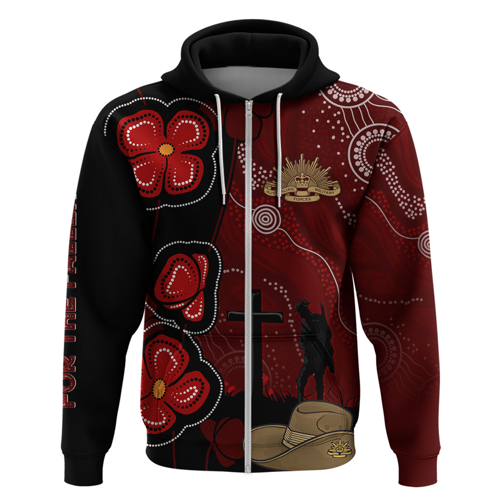 ANZAC Aboriginal Australia Zip Hoodie For the Fallen