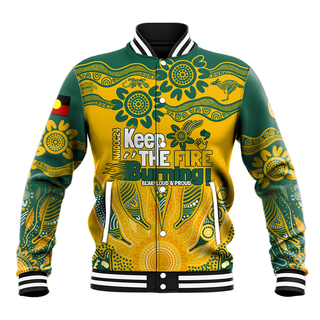 Custom Socceroos NAIDOC Week 2024 Baseball Jacket Indigenous Burning Fire National Colors