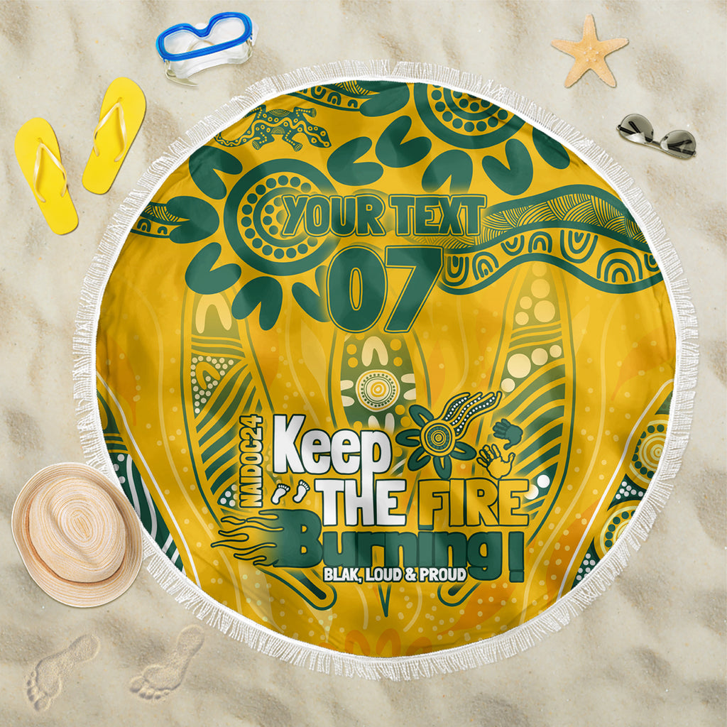 Custom Socceroos NAIDOC Week 2024 Beach Blanket Indigenous Burning Fire National Colors