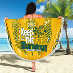 Custom Socceroos NAIDOC Week 2024 Beach Blanket Indigenous Burning Fire National Colors