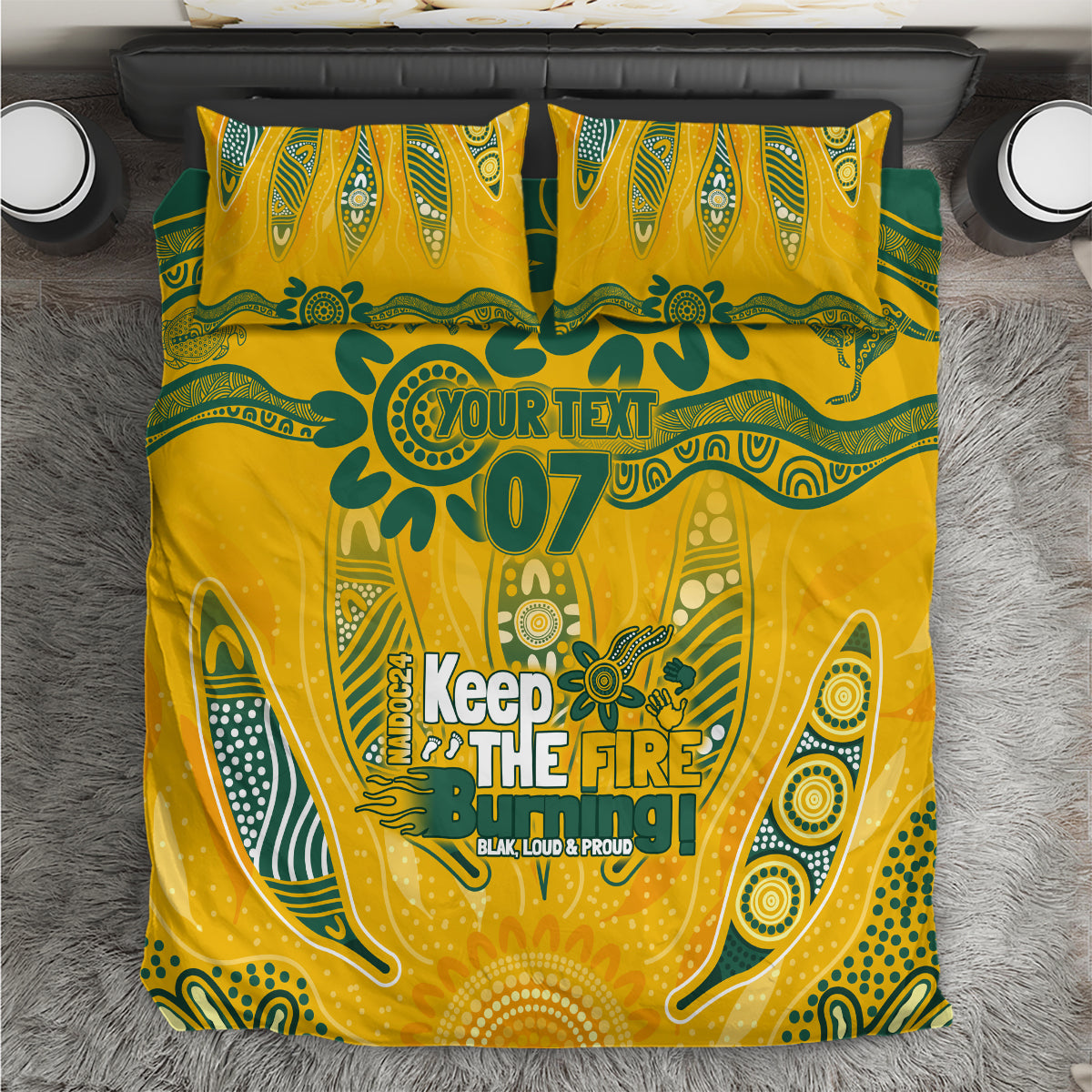 Custom Socceroos NAIDOC Week 2024 Bedding Set Indigenous Burning Fire National Colors
