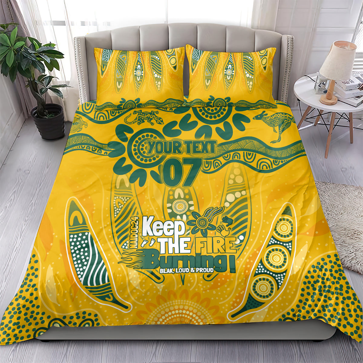 Custom Socceroos NAIDOC Week 2024 Bedding Set Indigenous Burning Fire National Colors