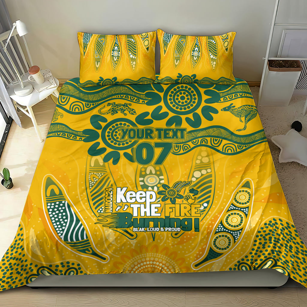 Custom Socceroos NAIDOC Week 2024 Bedding Set Indigenous Burning Fire National Colors
