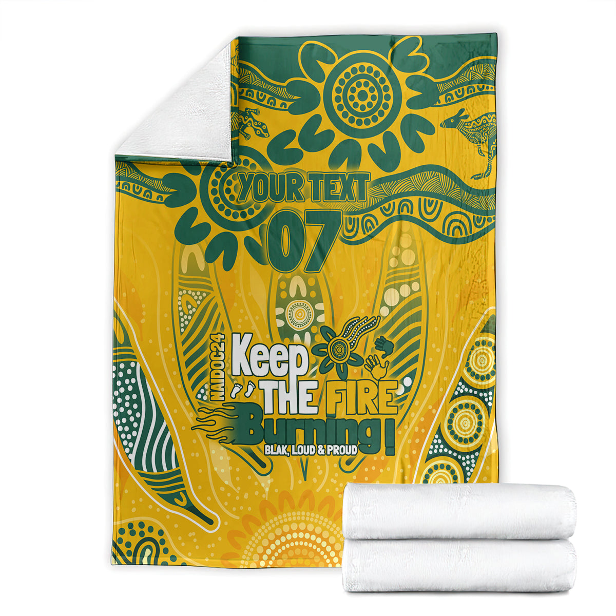 Custom Socceroos NAIDOC Week 2024 Blanket Indigenous Burning Fire National Colors