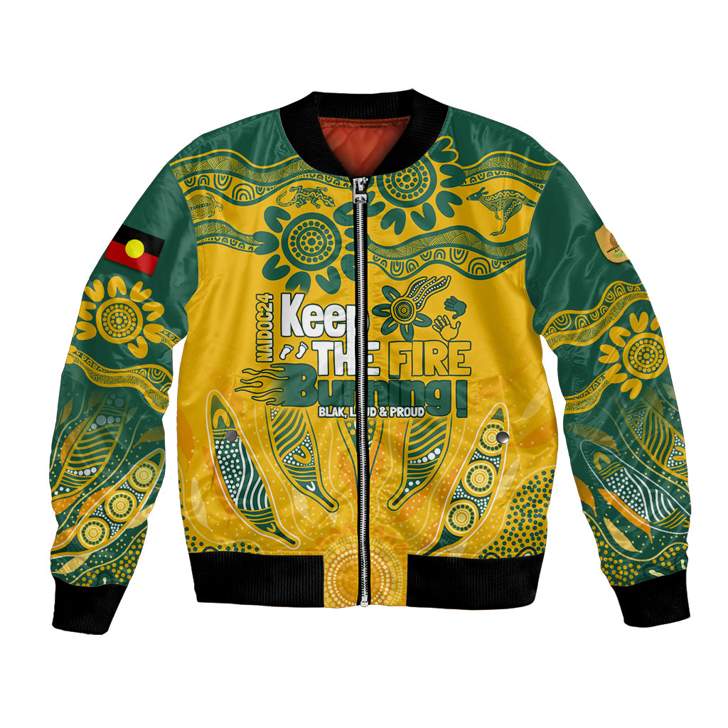 Custom Socceroos NAIDOC Week 2024 Bomber Jacket Indigenous Burning Fire National Colors