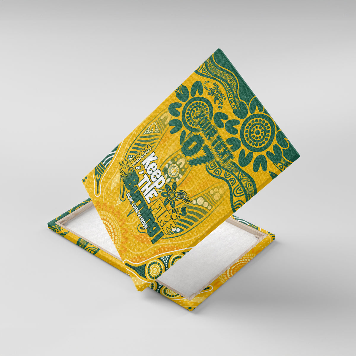 Custom Socceroos NAIDOC Week 2024 Canvas Wall Art Indigenous Burning Fire National Colors