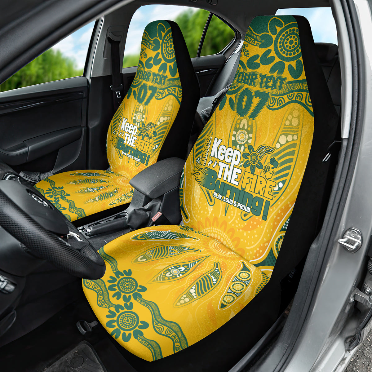 Custom Socceroos NAIDOC Week 2024 Car Seat Cover Indigenous Burning Fire National Colors