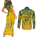 Custom Socceroos NAIDOC Week 2024 Couples Matching Short Sleeve Bodycon Dress and Long Sleeve Button Shirt Indigenous Burning Fire National Colors