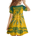 Custom Socceroos NAIDOC Week 2024 Family Matching Long Sleeve Bodycon Dress and Hawaiian Shirt Indigenous Burning Fire National Colors