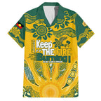 Custom Socceroos NAIDOC Week 2024 Family Matching Long Sleeve Bodycon Dress and Hawaiian Shirt Indigenous Burning Fire National Colors