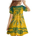 Custom Socceroos NAIDOC Week 2024 Family Matching Mermaid Dress and Hawaiian Shirt Indigenous Burning Fire National Colors