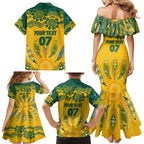 Custom Socceroos NAIDOC Week 2024 Family Matching Mermaid Dress and Hawaiian Shirt Indigenous Burning Fire National Colors