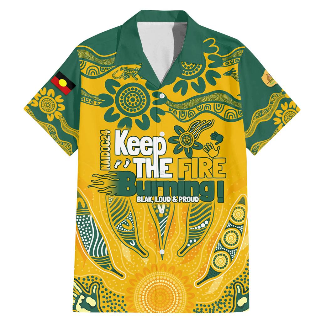Custom Socceroos NAIDOC Week 2024 Family Matching Mermaid Dress and Hawaiian Shirt Indigenous Burning Fire National Colors