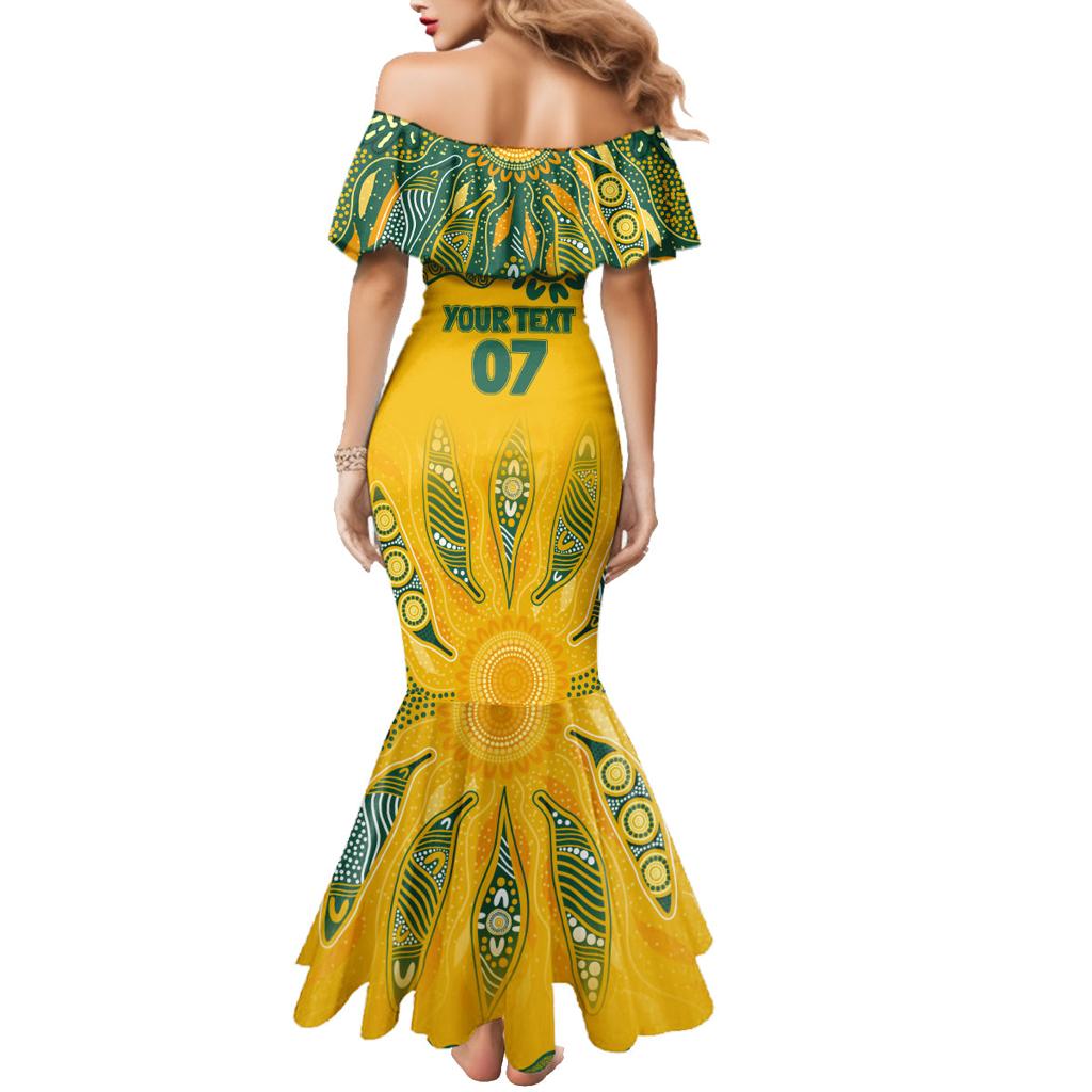 Custom Socceroos NAIDOC Week 2024 Family Matching Mermaid Dress and Hawaiian Shirt Indigenous Burning Fire National Colors