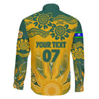 Custom Socceroos NAIDOC Week 2024 Family Matching Off Shoulder Short Dress and Hawaiian Shirt Indigenous Burning Fire National Colors