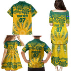 Custom Socceroos NAIDOC Week 2024 Family Matching Puletasi and Hawaiian Shirt Indigenous Burning Fire National Colors