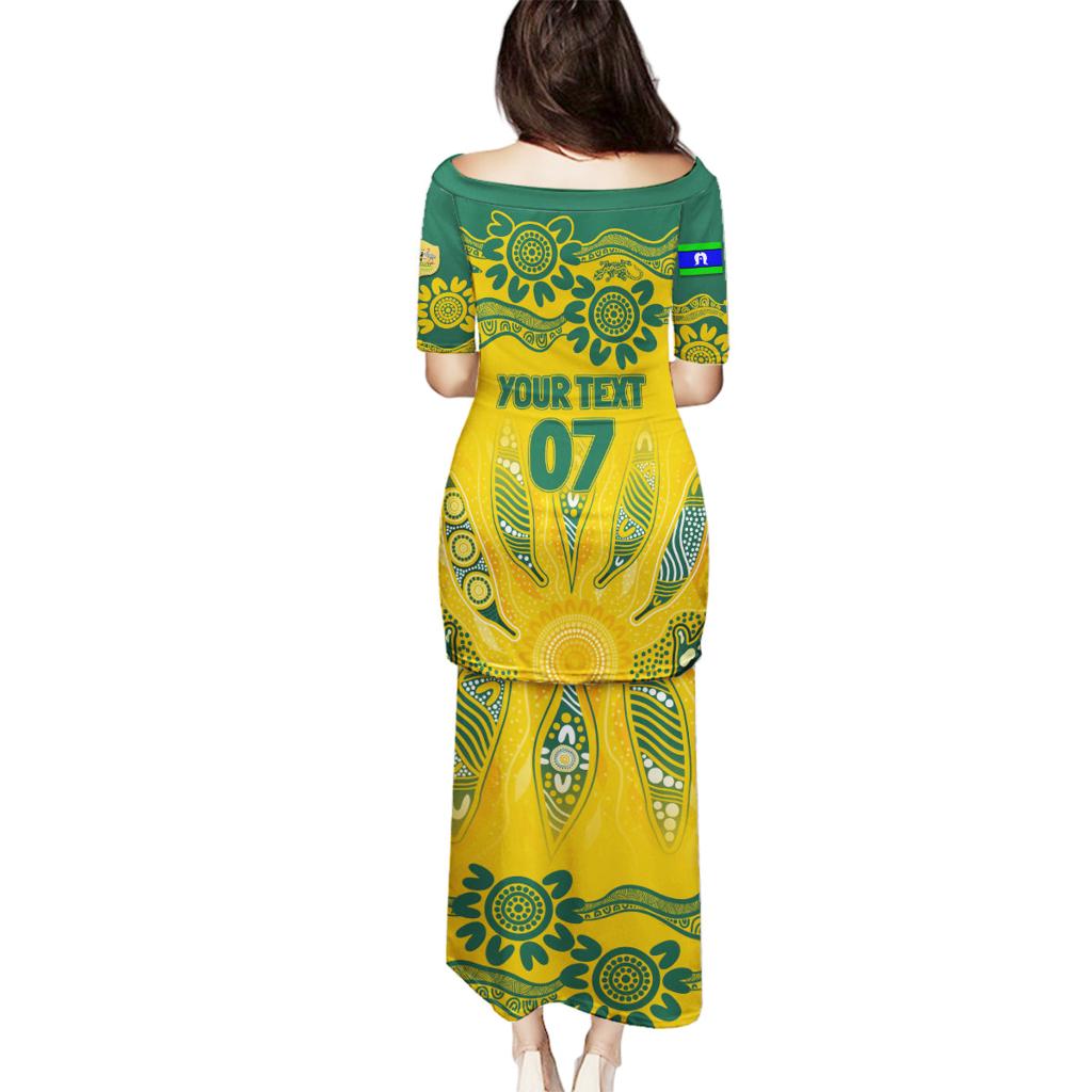 Custom Socceroos NAIDOC Week 2024 Family Matching Puletasi and Hawaiian Shirt Indigenous Burning Fire National Colors