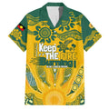 Custom Socceroos NAIDOC Week 2024 Family Matching Short Sleeve Bodycon Dress and Hawaiian Shirt Indigenous Burning Fire National Colors