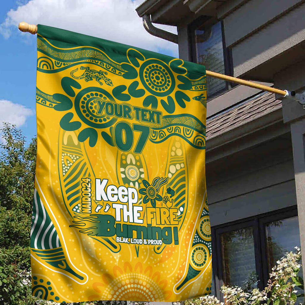Custom Socceroos NAIDOC Week 2024 Garden Flag Indigenous Burning Fire National Colors