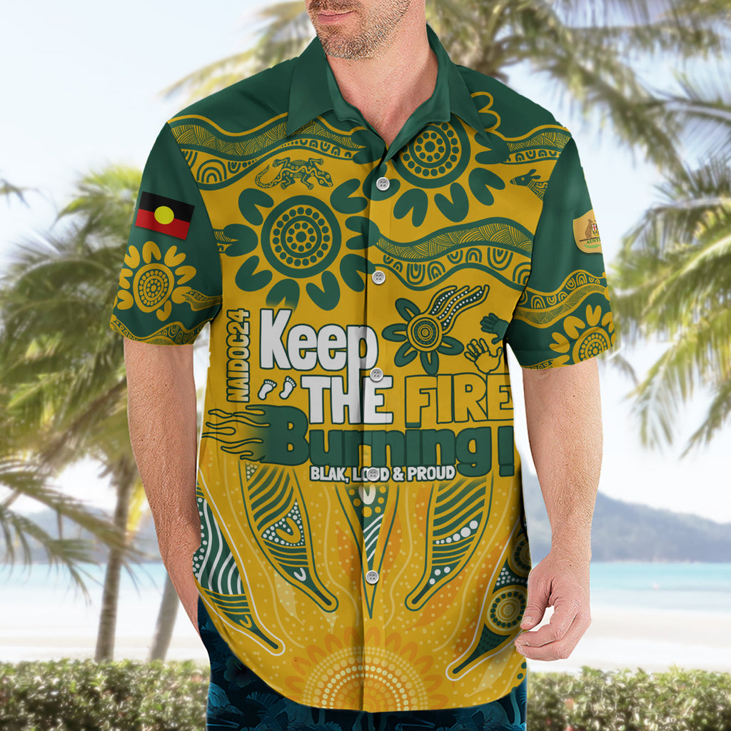 Custom Socceroos NAIDOC Week 2024 Hawaiian Shirt Indigenous Burning Fire National Colors