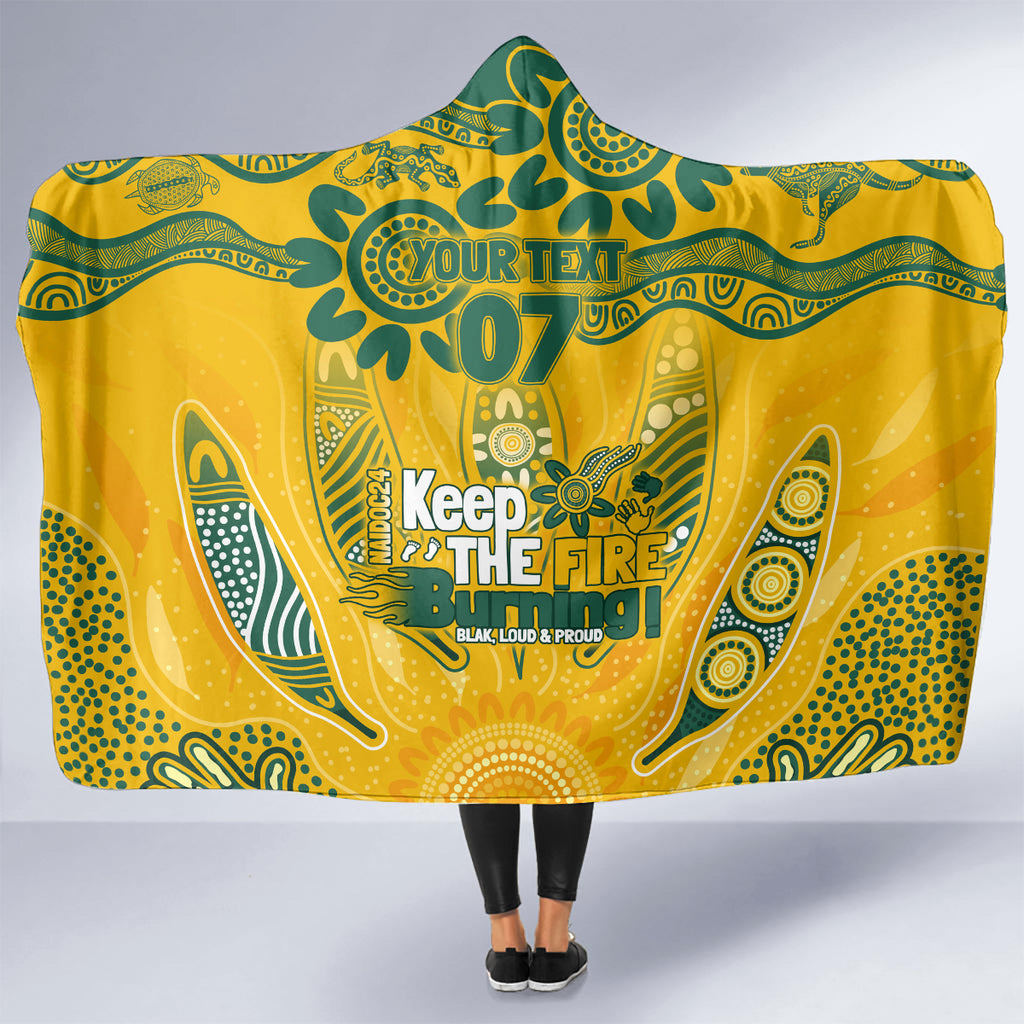 Custom Socceroos NAIDOC Week 2024 Hooded Blanket Indigenous Burning Fire National Colors
