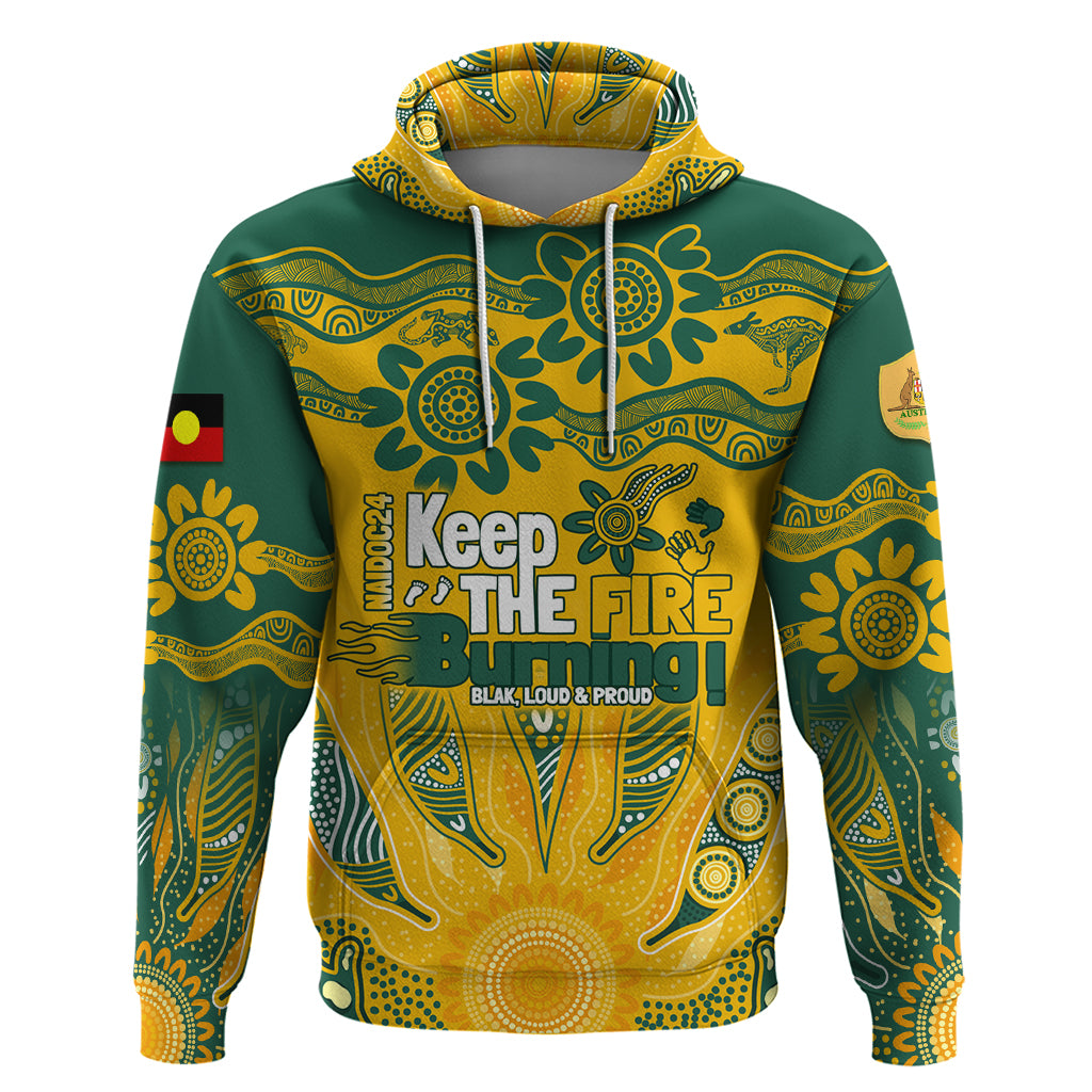 Custom Socceroos NAIDOC Week 2024 Hoodie Indigenous Burning Fire National Colors