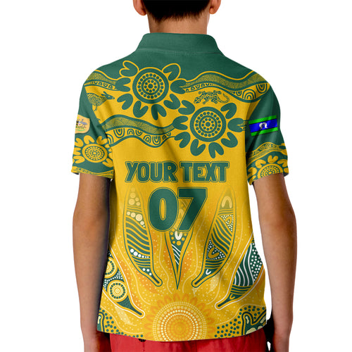Custom Socceroos NAIDOC Week 2024 Kid Polo Shirt Indigenous Burning Fire National Colors