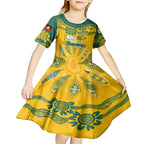 Custom Socceroos NAIDOC Week 2024 Kid Short Sleeve Dress Indigenous Burning Fire National Colors