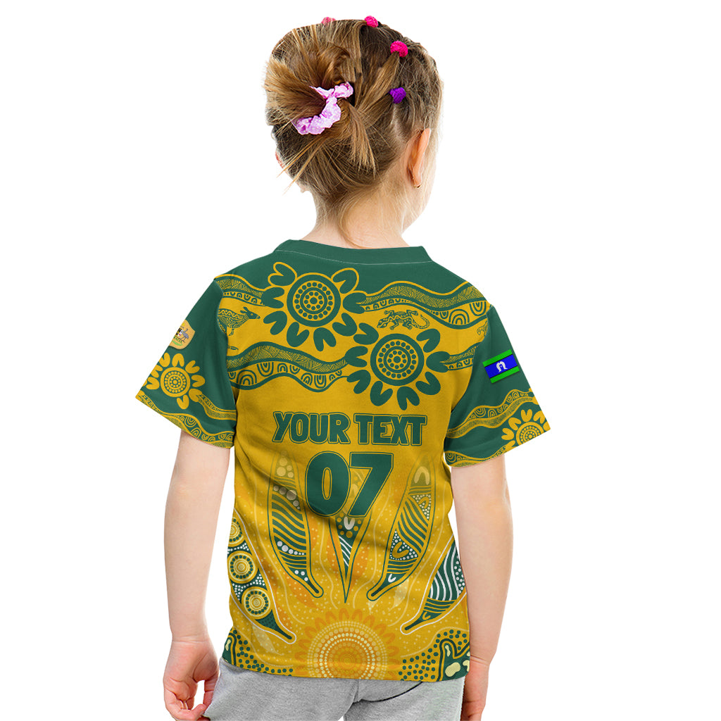 Custom Socceroos NAIDOC Week 2024 Kid T Shirt Indigenous Burning Fire National Colors