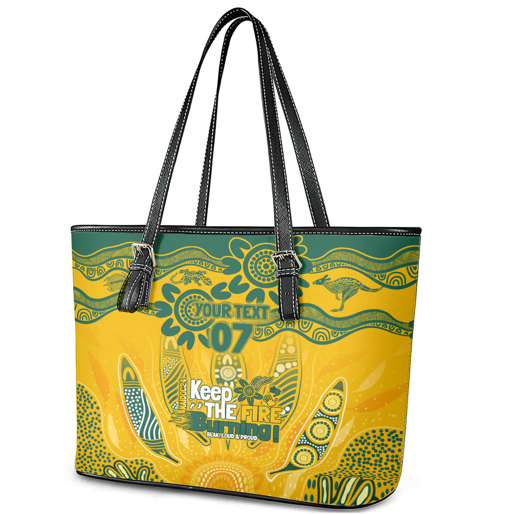 Custom Socceroos NAIDOC Week 2024 Leather Tote Bag Indigenous Burning Fire National Colors