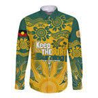Custom Socceroos NAIDOC Week 2024 Long Sleeve Button Shirt Indigenous Burning Fire National Colors