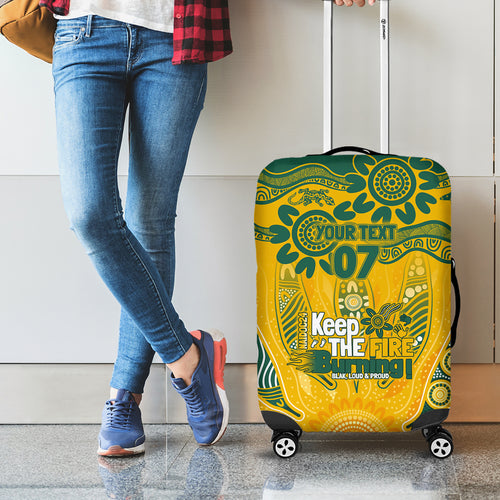 Custom Socceroos NAIDOC Week 2024 Luggage Cover Indigenous Burning Fire National Colors
