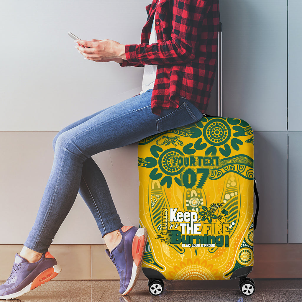 Custom Socceroos NAIDOC Week 2024 Luggage Cover Indigenous Burning Fire National Colors