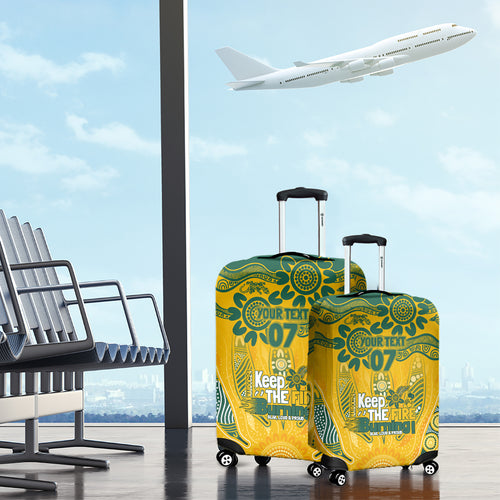 Custom Socceroos NAIDOC Week 2024 Luggage Cover Indigenous Burning Fire National Colors