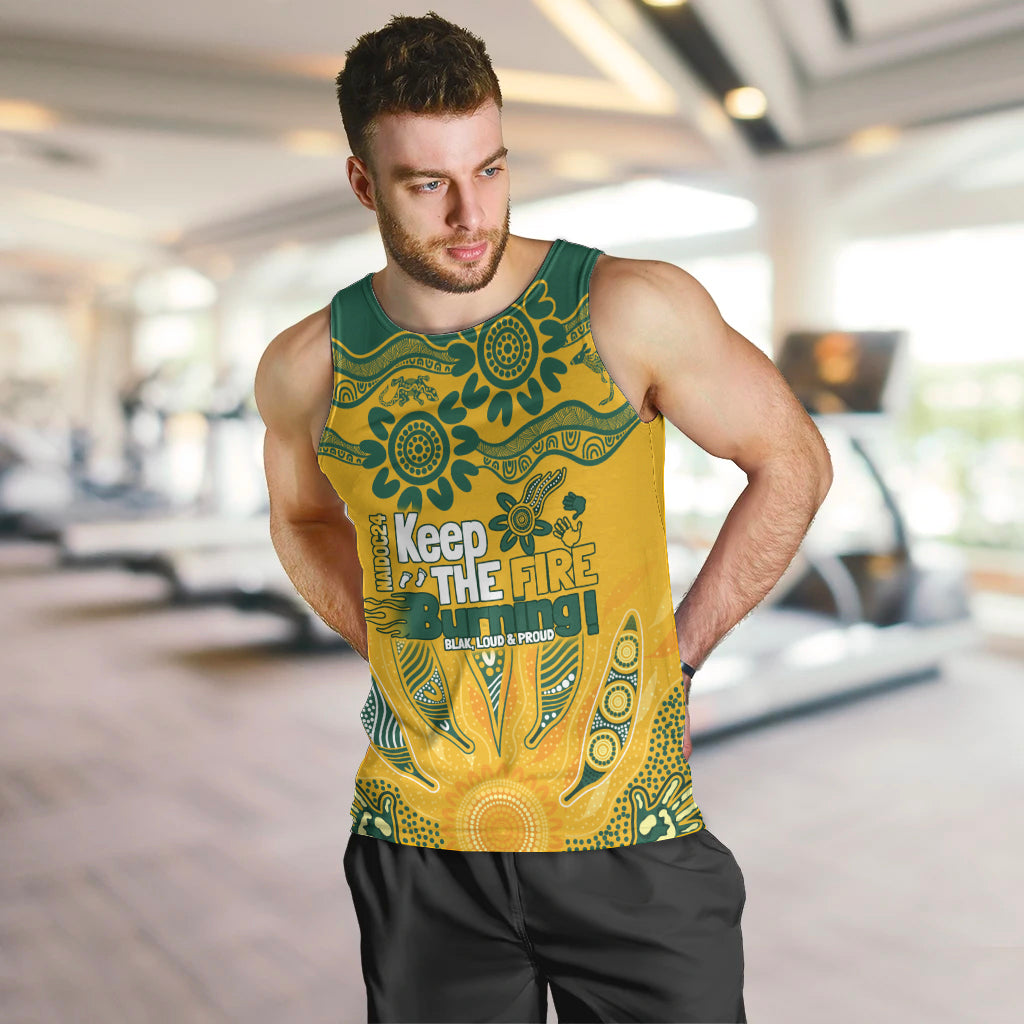 Custom Socceroos NAIDOC Week 2024 Men Tank Top Indigenous Burning Fire National Colors