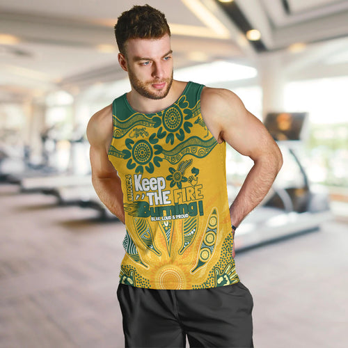 Custom Socceroos NAIDOC Week 2024 Men Tank Top Indigenous Burning Fire National Colors
