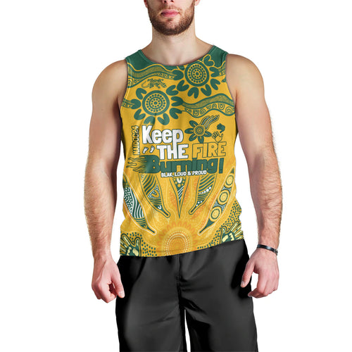 Custom Socceroos NAIDOC Week 2024 Men Tank Top Indigenous Burning Fire National Colors