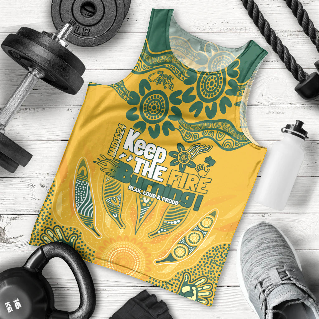 Custom Socceroos NAIDOC Week 2024 Men Tank Top Indigenous Burning Fire National Colors