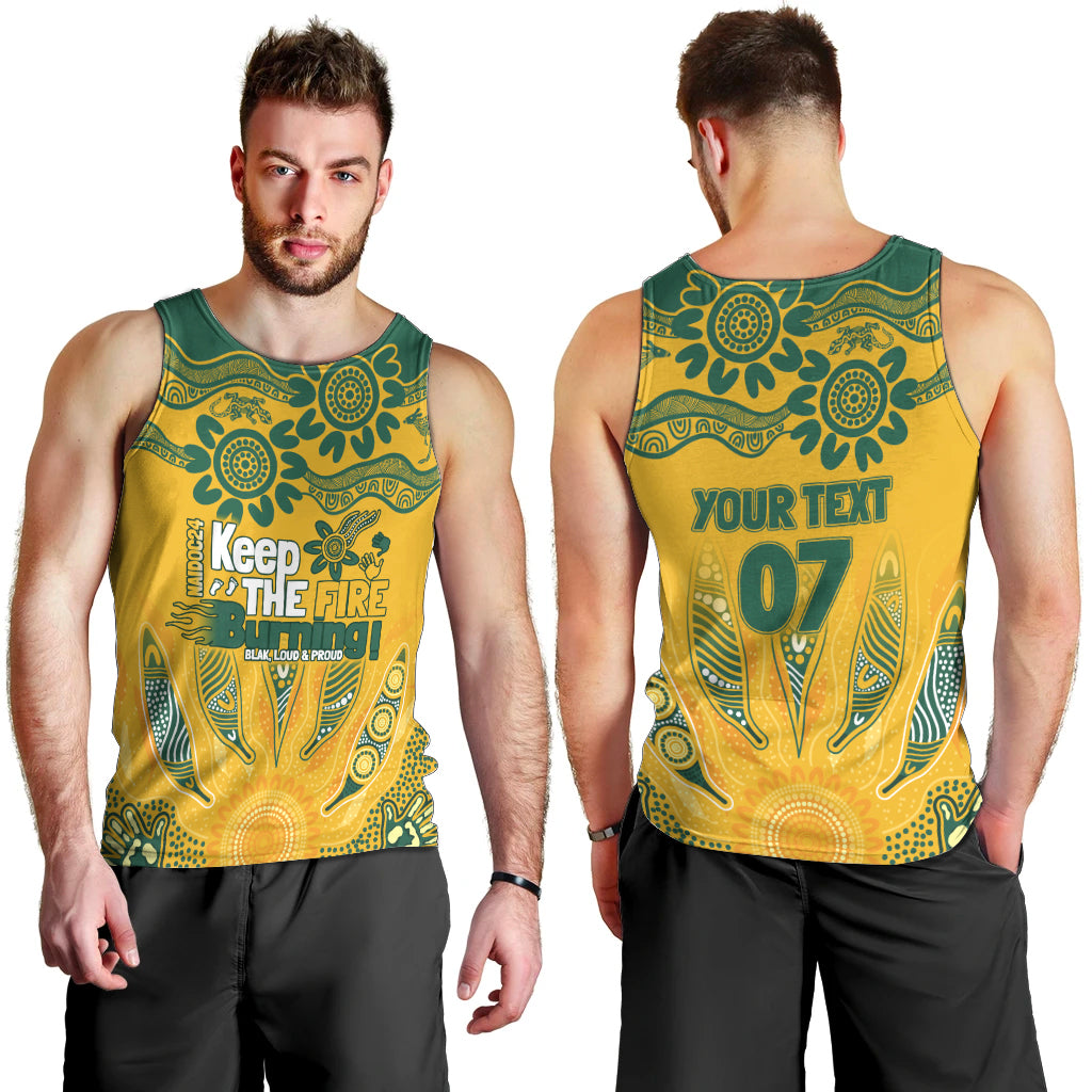 Custom Socceroos NAIDOC Week 2024 Men Tank Top Indigenous Burning Fire National Colors