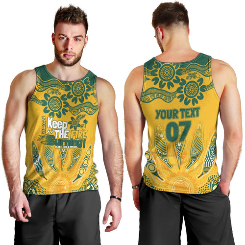 Custom Socceroos NAIDOC Week 2024 Men Tank Top Indigenous Burning Fire National Colors