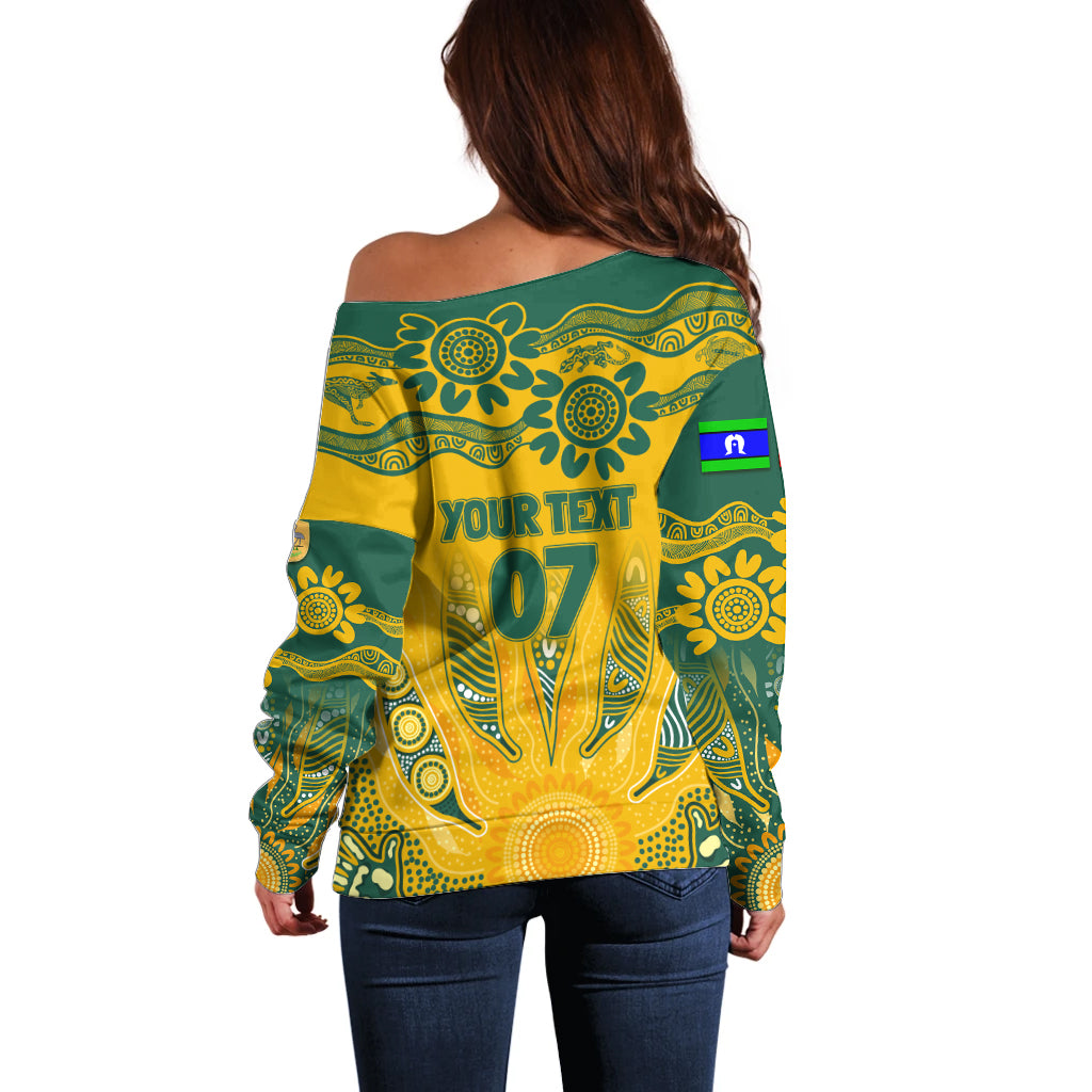 Custom Socceroos NAIDOC Week 2024 Off Shoulder Sweater Indigenous Burning Fire National Colors