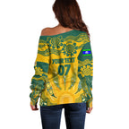 Custom Socceroos NAIDOC Week 2024 Off Shoulder Sweater Indigenous Burning Fire National Colors