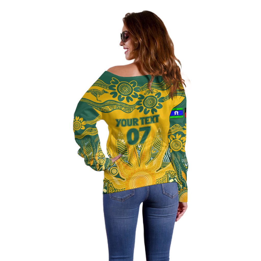 Custom Socceroos NAIDOC Week 2024 Off Shoulder Sweater Indigenous Burning Fire National Colors